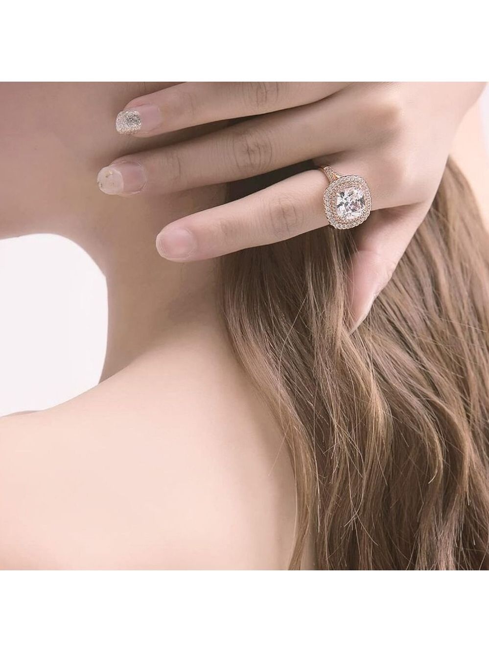 Rose Gold Cocktail Ring With Cubic Zirconia - Picture 2 of 4